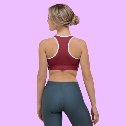 WHITE TRIM SHARKWEAR SPORTS BRA - BURGUNDY - Premium Streetwear from APEX SURF CO | SHARKWEAR - Just $38! Shop now at APEX SURF CO | SHARKWEAR