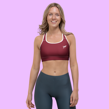WHITE TRIM SHARKWEAR SPORTS BRA - BURGUNDY - Premium Streetwear from APEX SURF CO | SHARKWEAR - Just $38! Shop now at APEX SURF CO | SHARKWEAR