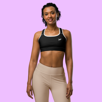 WHITE TRIM SHARKWEAR SPORTS BRA - BLACK - Premium Streetwear from APEX SURF CO | SHARKWEAR - Just $38! Shop now at APEX SURF CO | SHARKWEAR