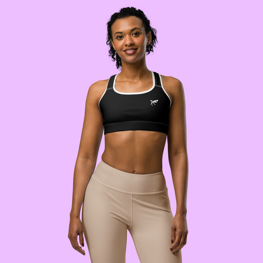 WHITE TRIM SHARKWEAR SPORTS BRA - BLACK - Premium Streetwear from APEX SURF CO | SHARKWEAR - Just $38! Shop now at APEX SURF CO | SHARKWEAR
