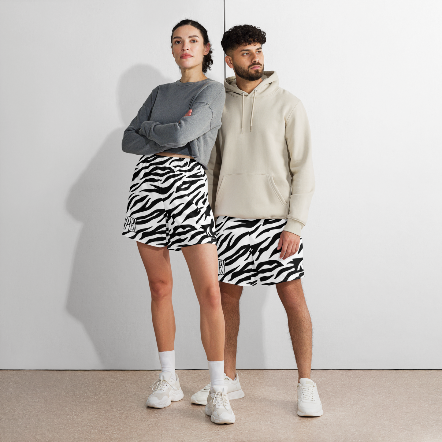 TIGER PRINT ATHLETIC SHORTS - WHITE BENGAL - Premium Streetwear from APEX SURF CO | SHARKWEAR - Just $39! Shop now at APEX SURF CO | SHARKWEAR